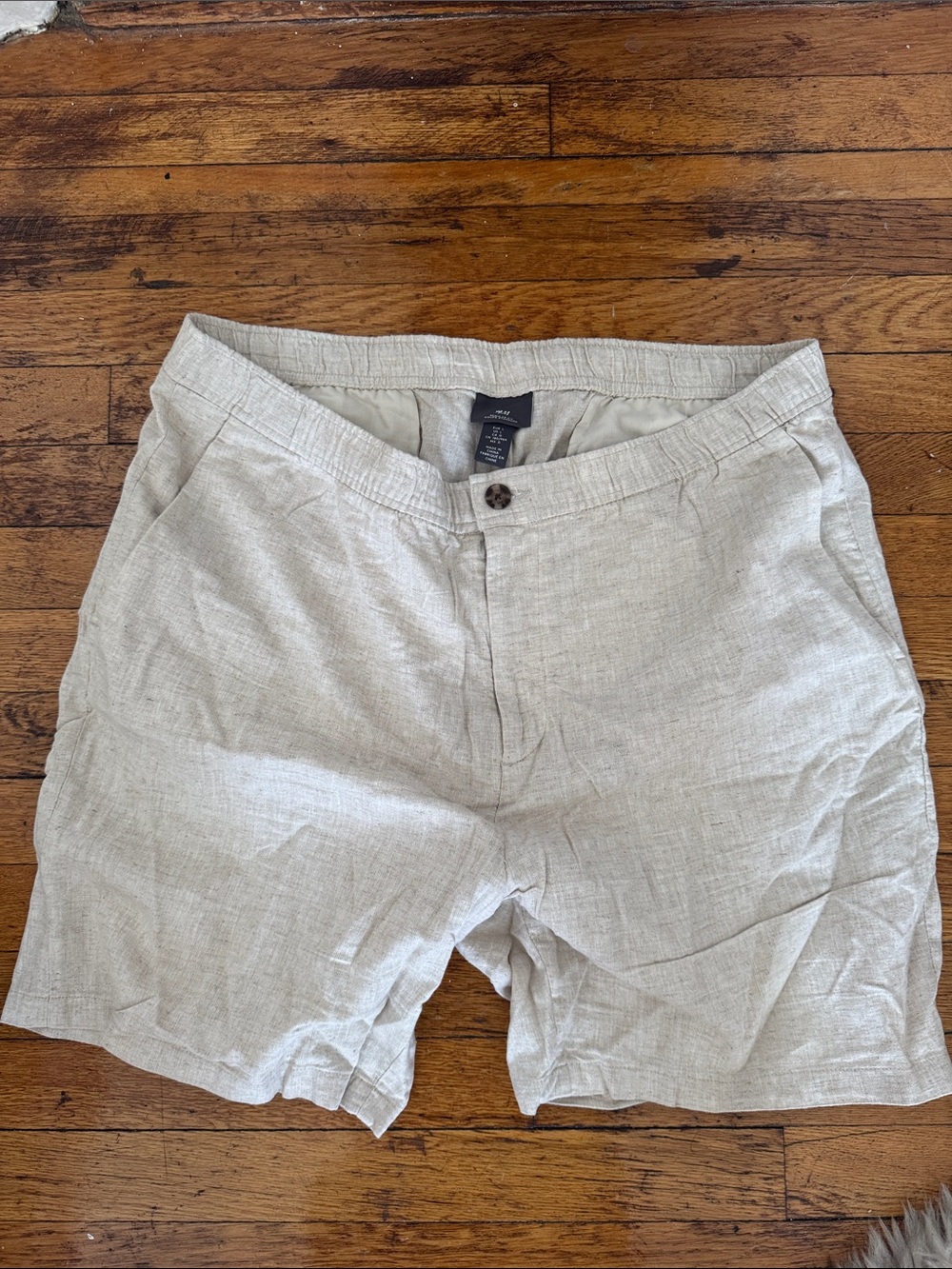 H&M Light Beige Men’s Linen-Blend Shorts